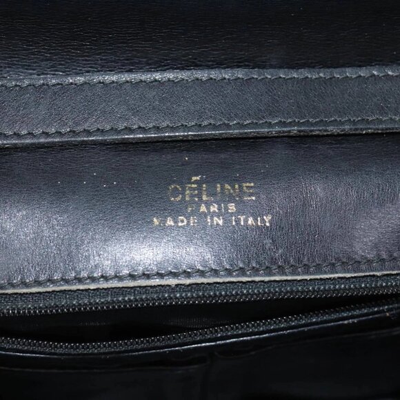 CELINE Shoulder Bag Leather Black Auth 78890 - Picture 2 of 15